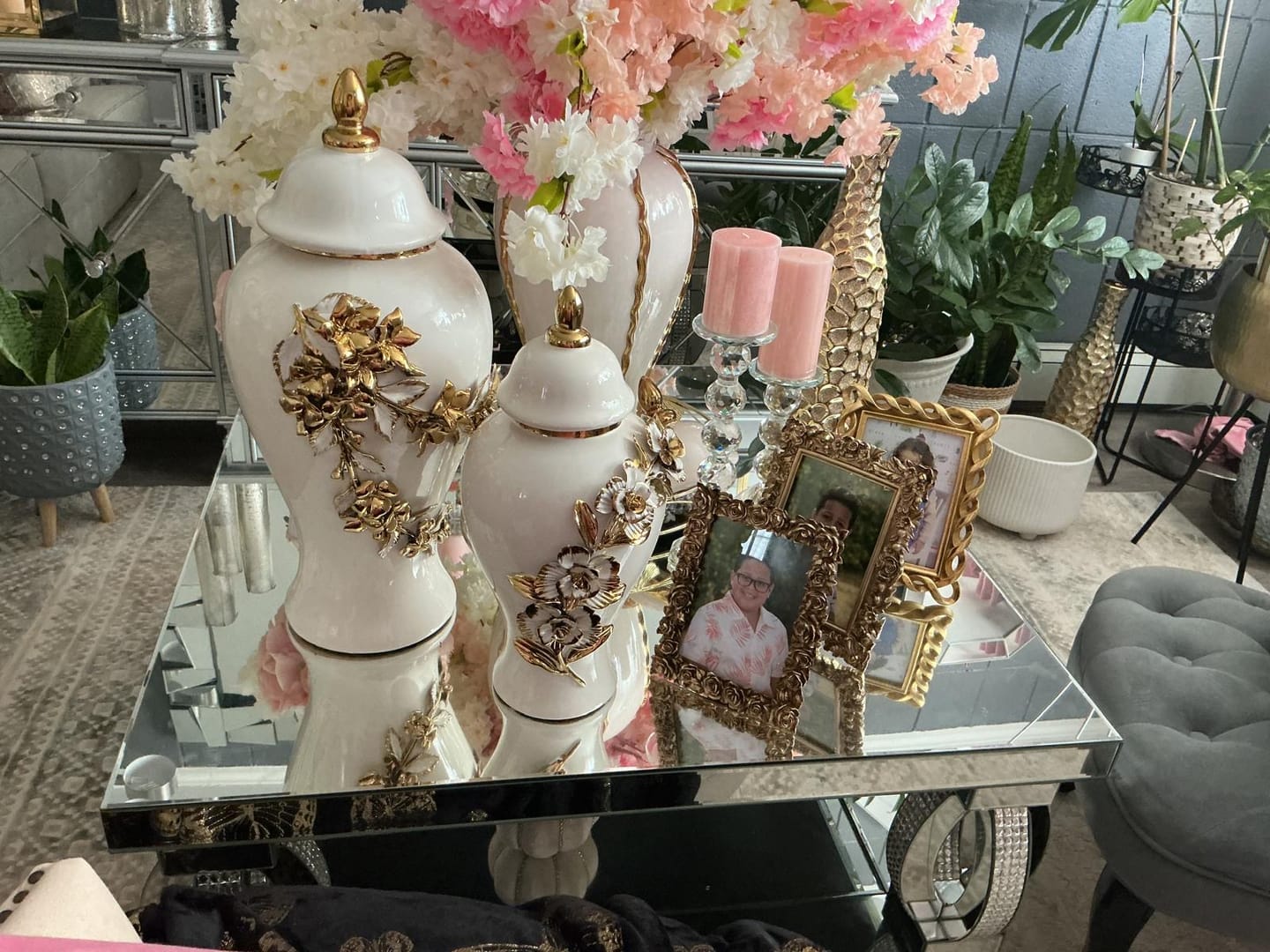 Customer photo review of Ceramic Ginger Jar With Gold & White Floral Branches Design Available in 2 sizes