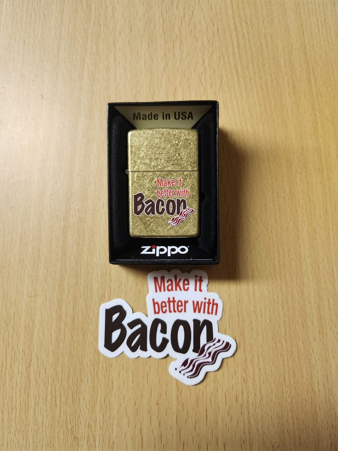 Customer photo review of Original Riley's 66 Bacon Zippo Lighter