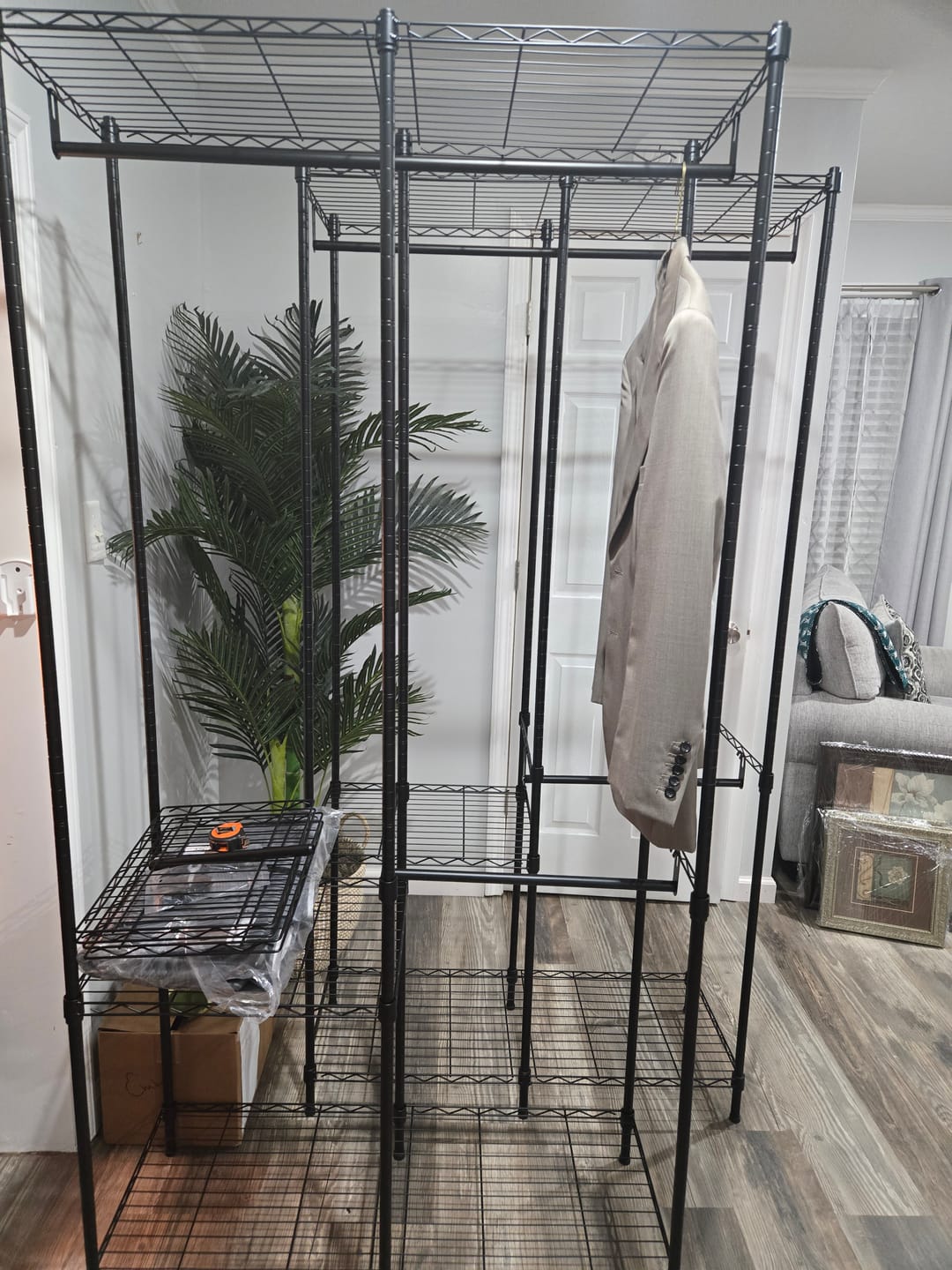 Customer photo review of Raybee 90.6"W Heavy Duty Clothes Rack with Cover, 1200lbs Freestanding Garment Rack for Bedroom