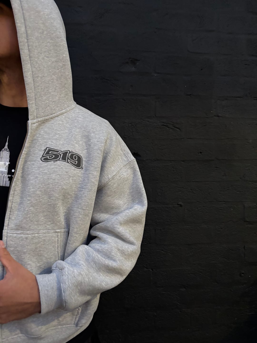 Customer photo review of Essential Oversized Cropped Bottom Fleece Boxy Hoodie