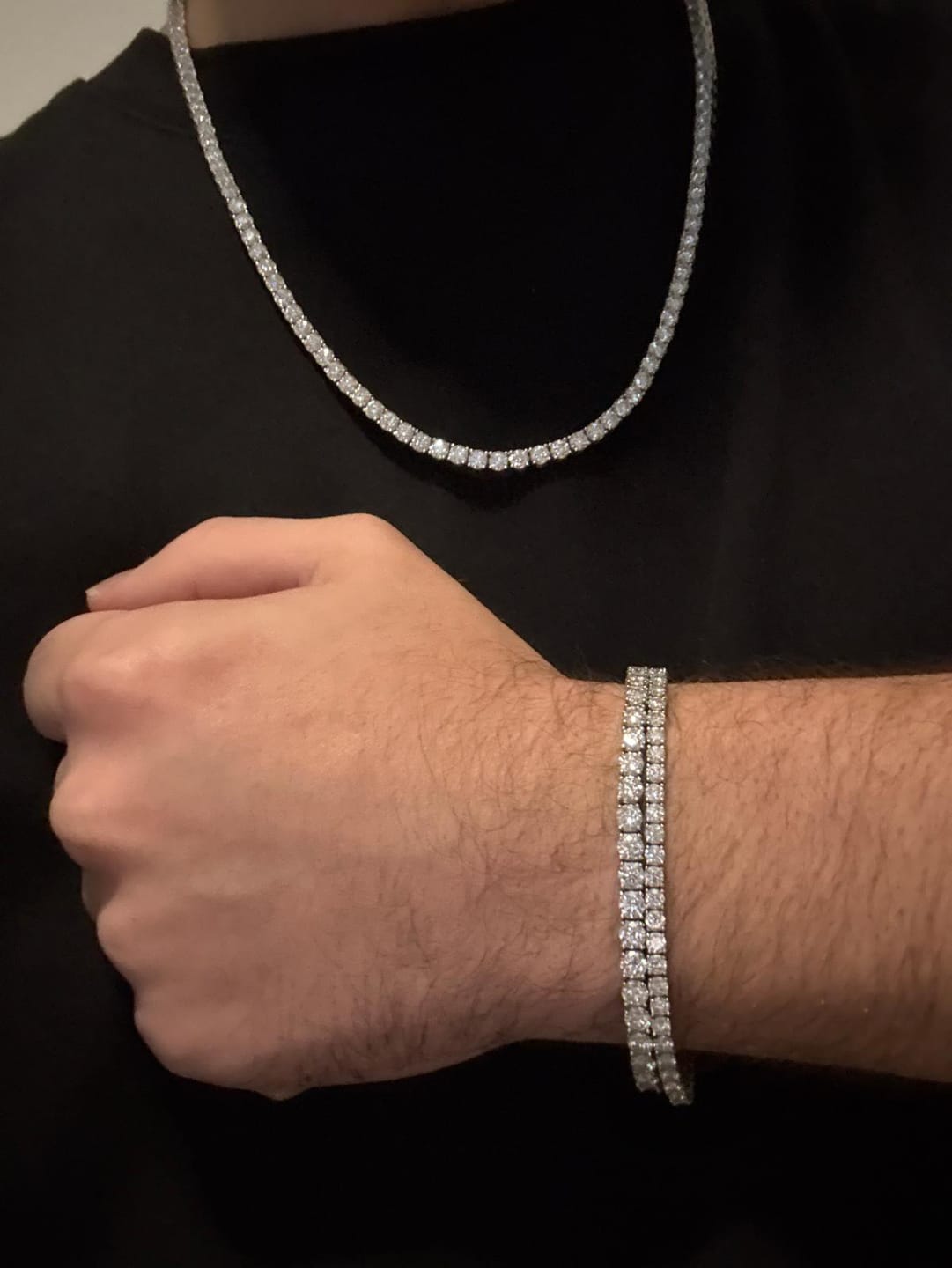 Customer photo review of 4mm Moissanite Tennis Necklace