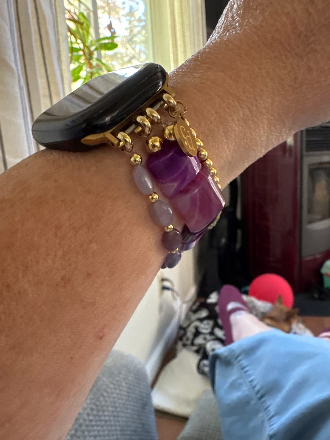 Customer photo review of Violet Hour Amethyst Stretch Apple Watch Strap