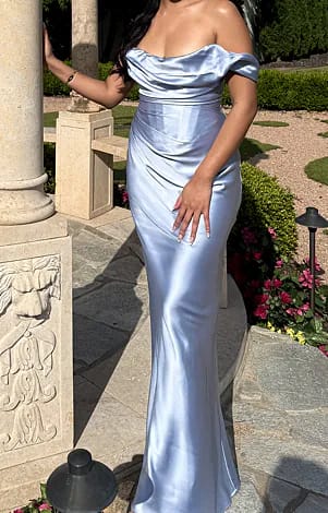 Customer photo review of The Averie Maxi Dress - Sky Blue