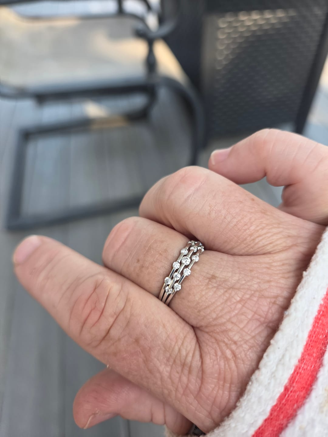 Customer photo review of Triple Strand Band Tension Set Moissanite Wedding Band Ring