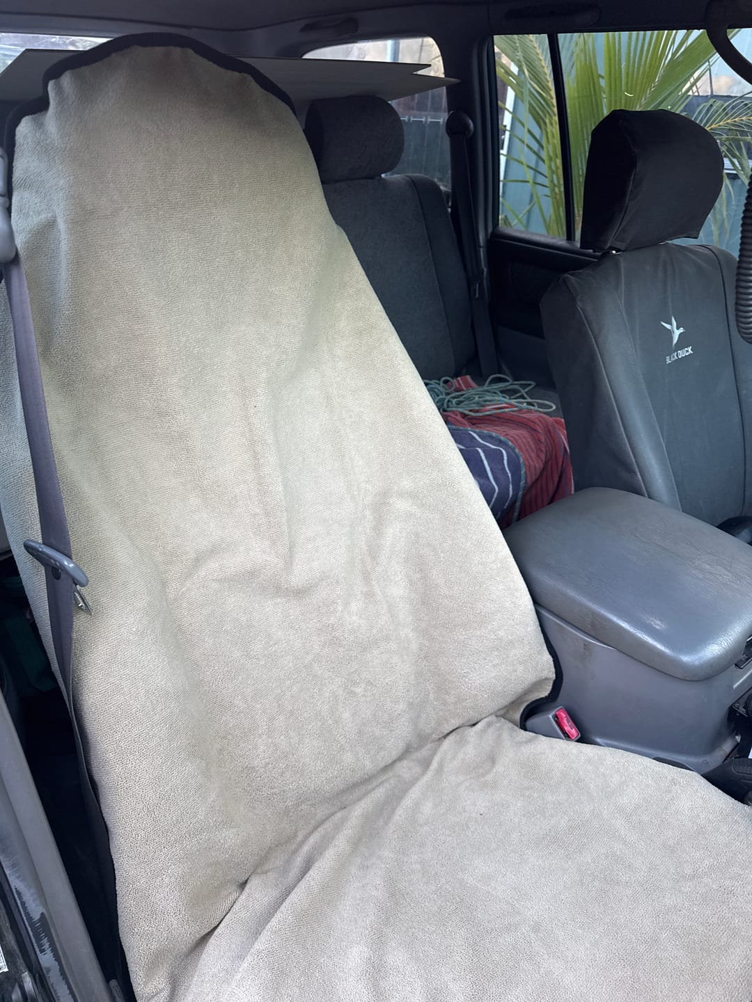 Customer photo review of Waterproof Car Seat Towel – Beige | Towel Society