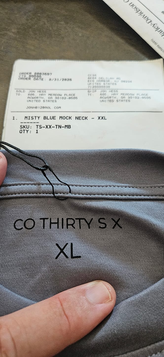 Customer photo review of Mock Neck T-Shirt