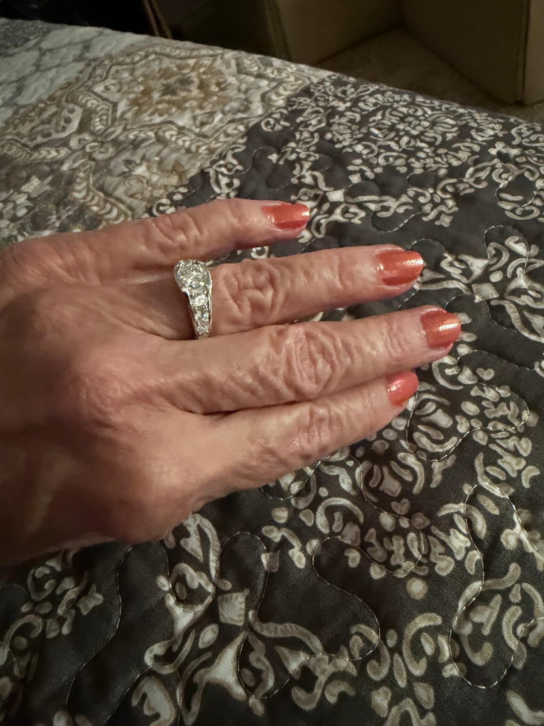 Customer photo review of Bezel Round Moissanite Channel Euro Shank Engagement Ring