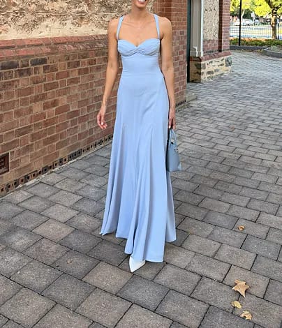 Customer photo review of The Minette Maxi Dress - Baby Blue