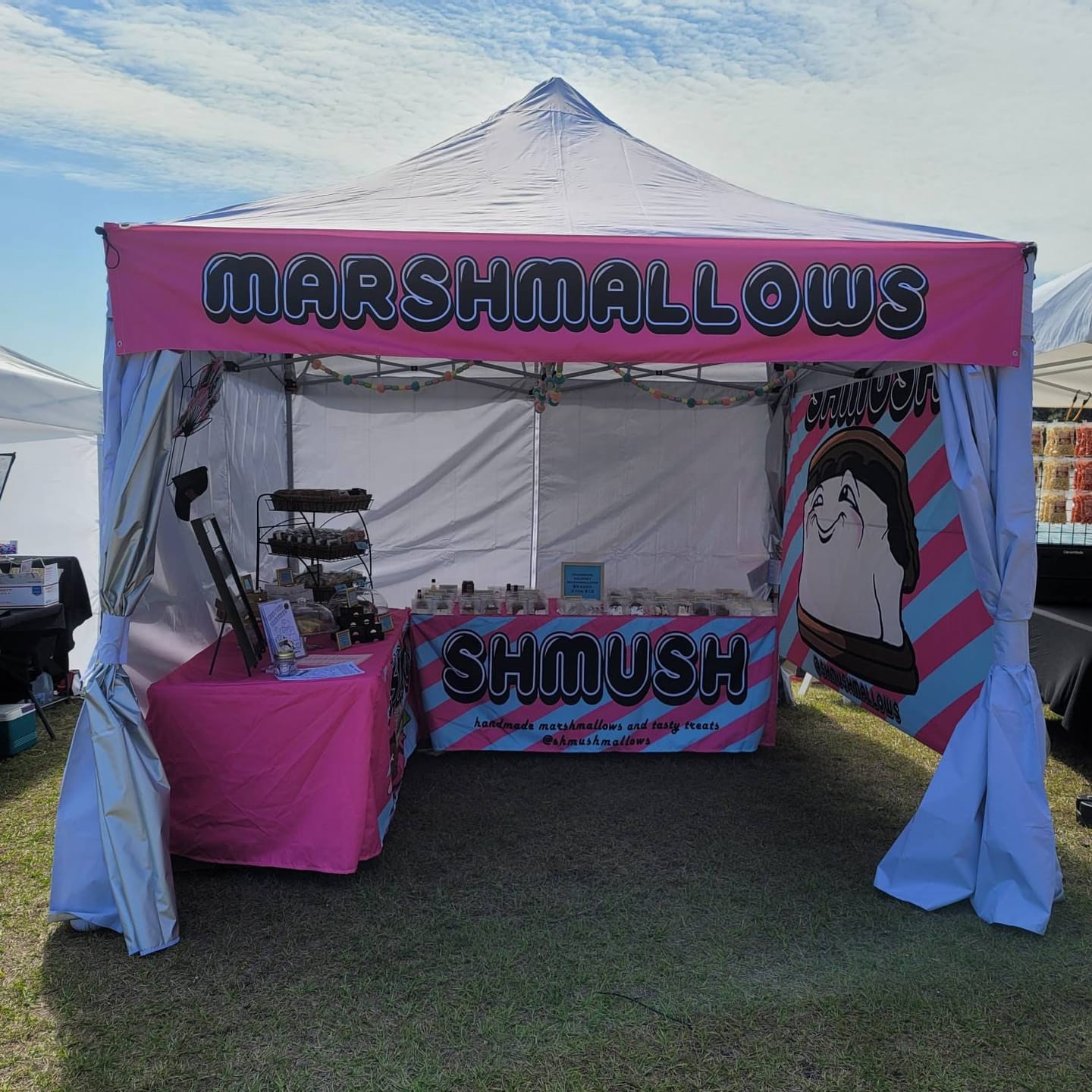 Customer photo review of Custom Canopy Tent Wall Banner for Vendors and Events