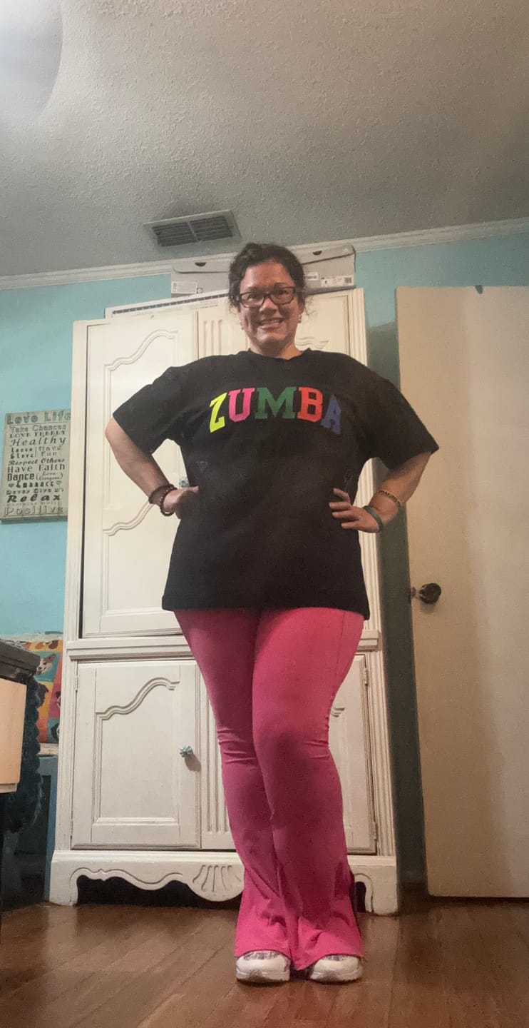 Customer photo review of Zumba Worldwide Boxy Mesh Top