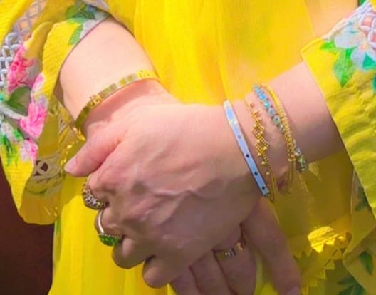 Customer photo review of Rainbow Brilliance June Tarnish-resistant Silver Tennis Bracelet In 14K Gold Plated - Created With SWAROVSKI® Crystals