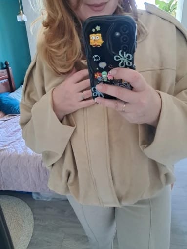 Customer photo review of Ellie Suede Oversized Zip Jacket