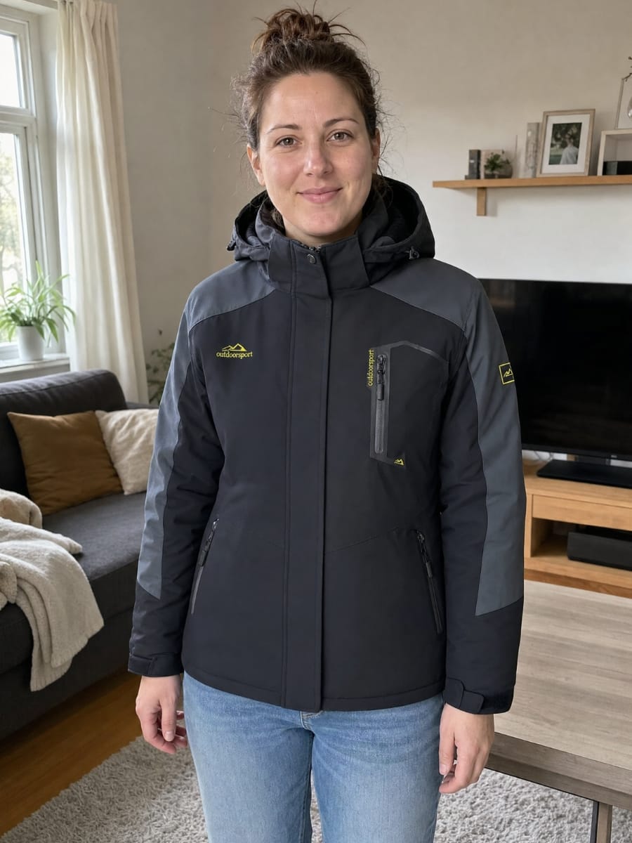 Customer photo review of Warme Outdoor Winterjacke Damen – wind- & wasserdicht