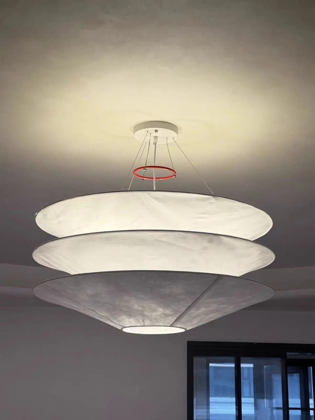 Customer photo review of Japanese Dupont Tyvek Paper Pendant Light Fixture - Nordic Hanging Chandelier Lamp for Living Room, Dining Room, Bar & Bedroom Decor