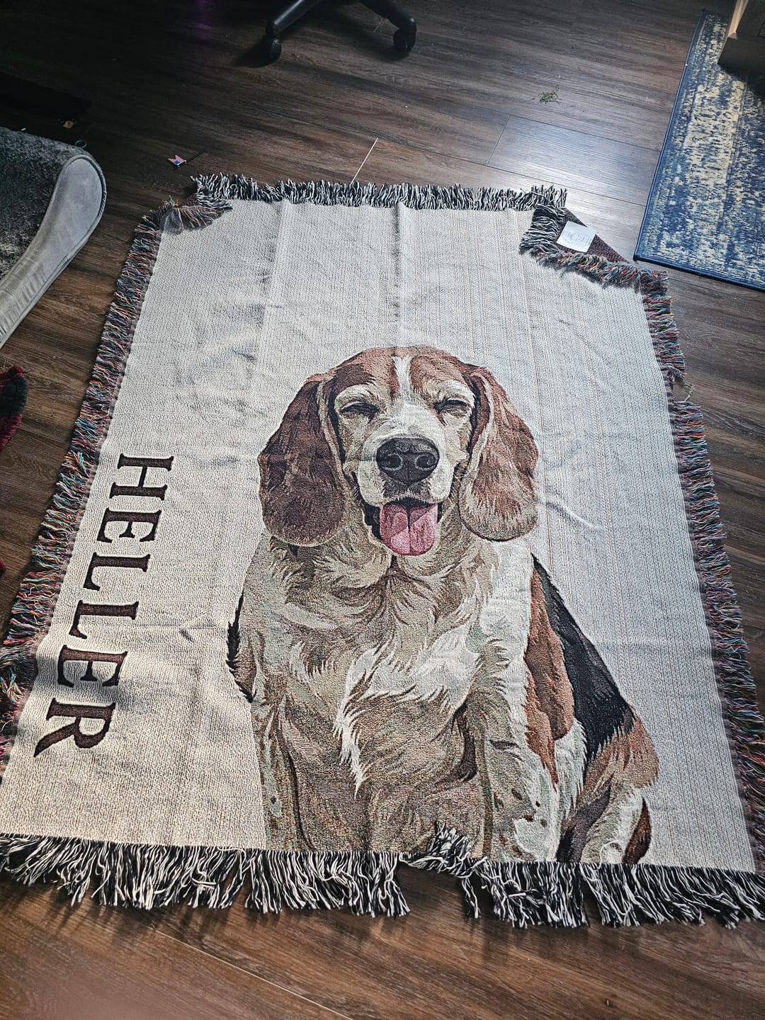 Customer photo review of Custom Heirloom Pet Throw Blanket