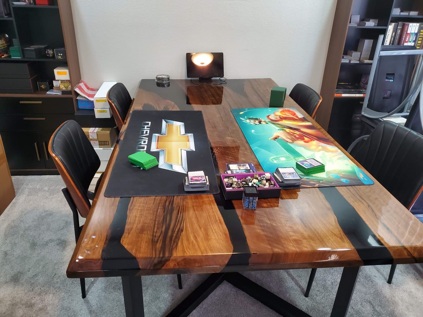 Customer photo review of KAZANAHOME Black Walnut Black Resin River Epoxy Table 42"W×78"L