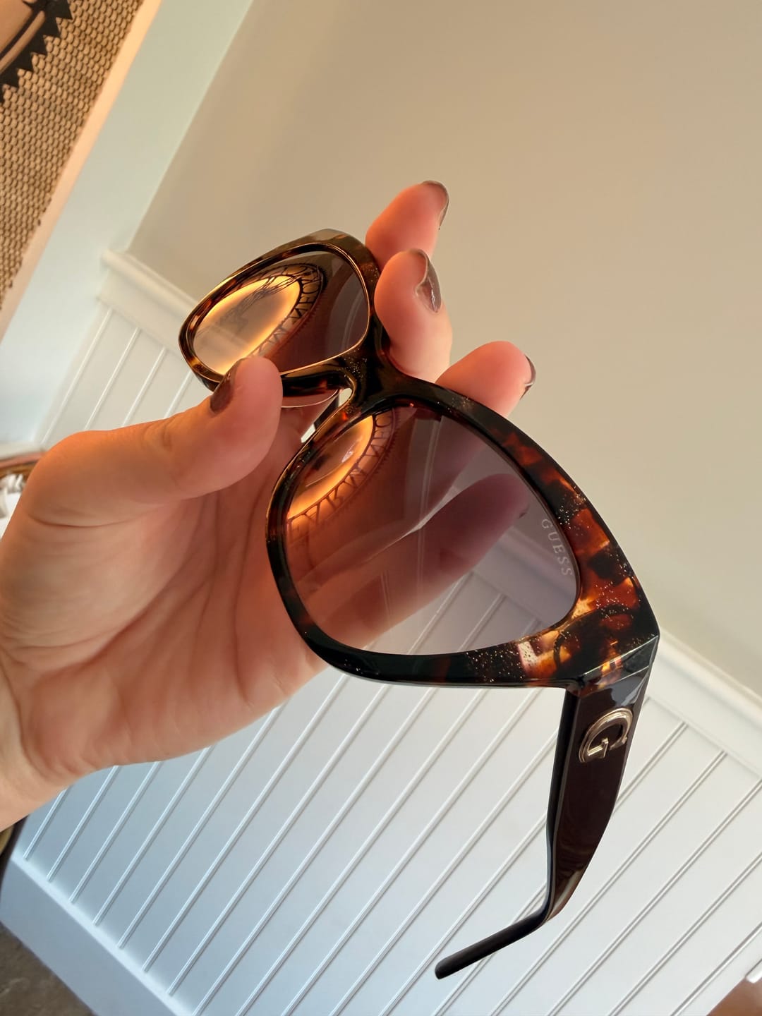 Customer photo review of Guess Women's Sunglasses - Dark Havana Acetate Cat Eye Full Rim Frame | GU00204 5552B