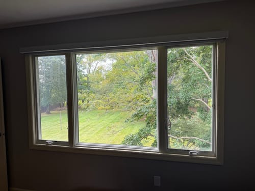 Customer photo review of SmartWings Motorized Roller Shades 100% Blackout Safari