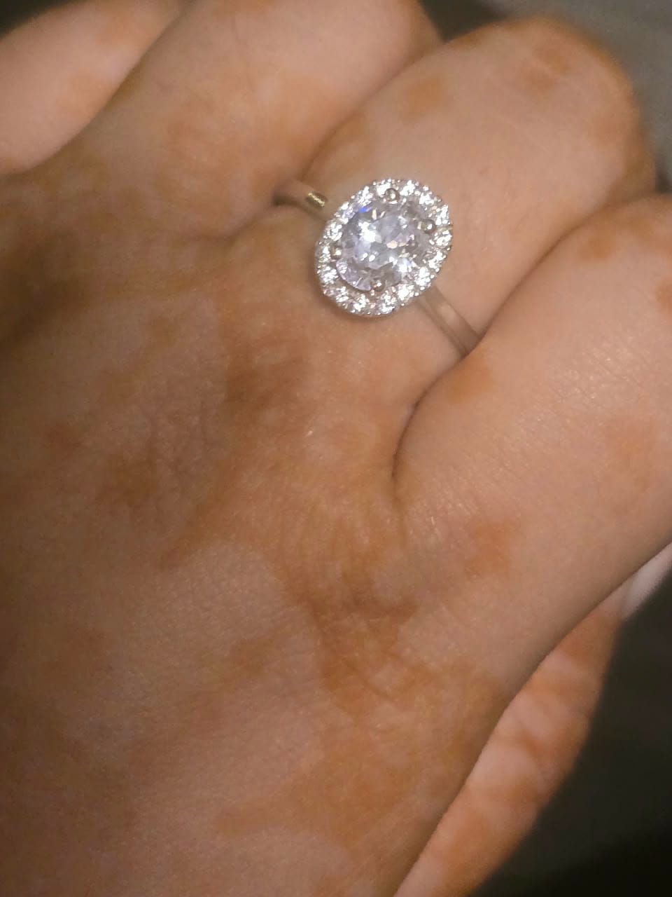 Customer photo review of 1.33Ct Kate Silver Halo Solitaire Ring