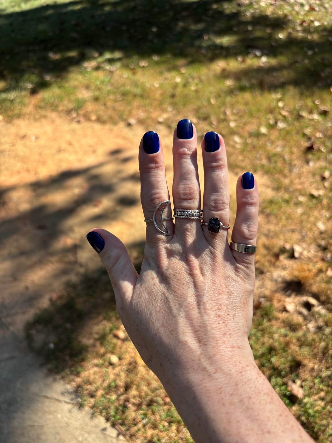 Customer photo review of Raw Amethyst Silver Stacking Ring Set