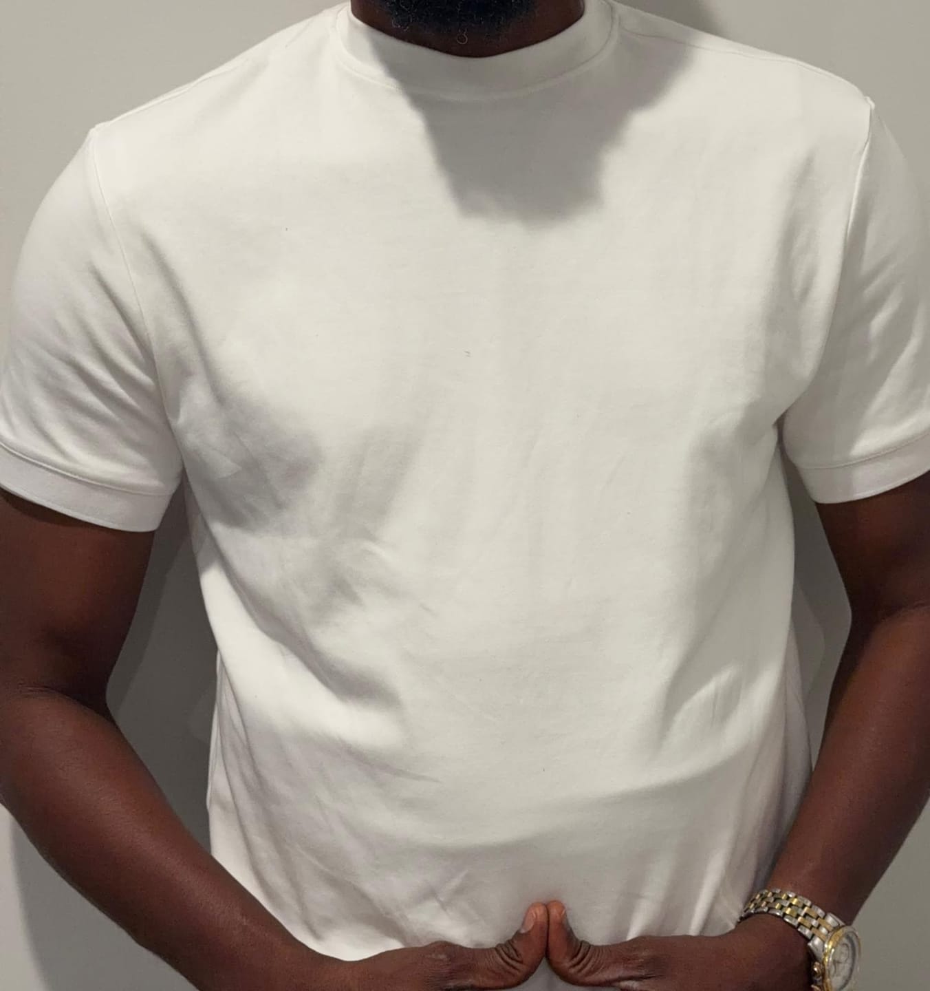 Customer photo review of Mock Neck T-Shirt