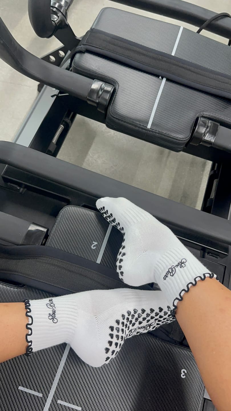 Customer photo review of Slow Burn Grip Socks - White