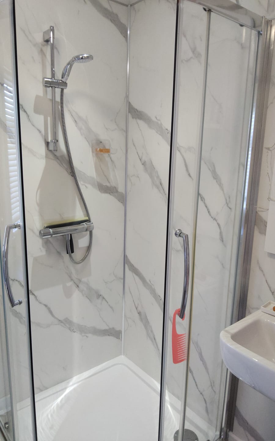 Customer photo review of 10mm Carrara Marble Matt Shower Panel 1M x 2.4M