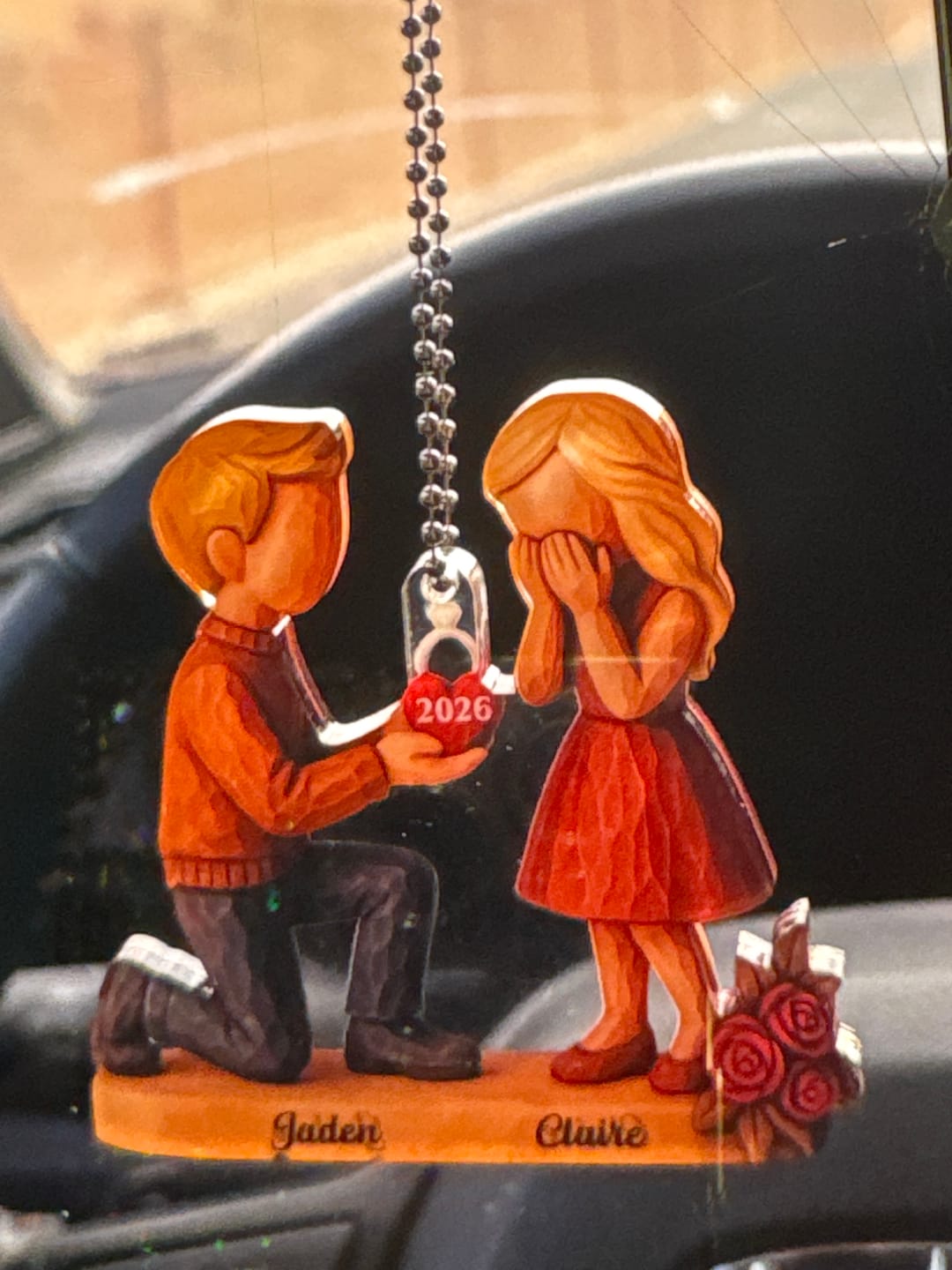 Customer photo review of Couple Marriage Proposal - Personalized Acrylic Ornament - Newly Engaged Gift, "She Said Yes!" Ornament, Just Engaged Gifts for Couples