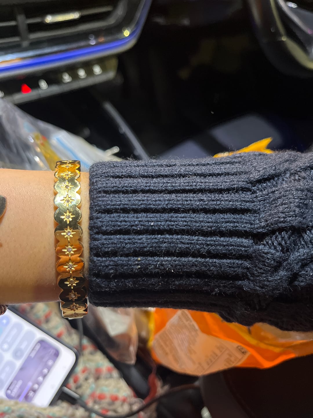 Customer photo review of Tallulah Gold Crystal Scallop Star Bangle