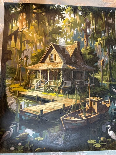 Customer photo review of Bayou Dockside Cabin (Paint by Numbers)