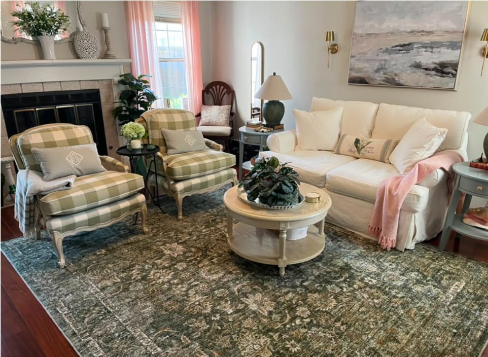 Customer photo review of Daphne Washable Area Rug - Green