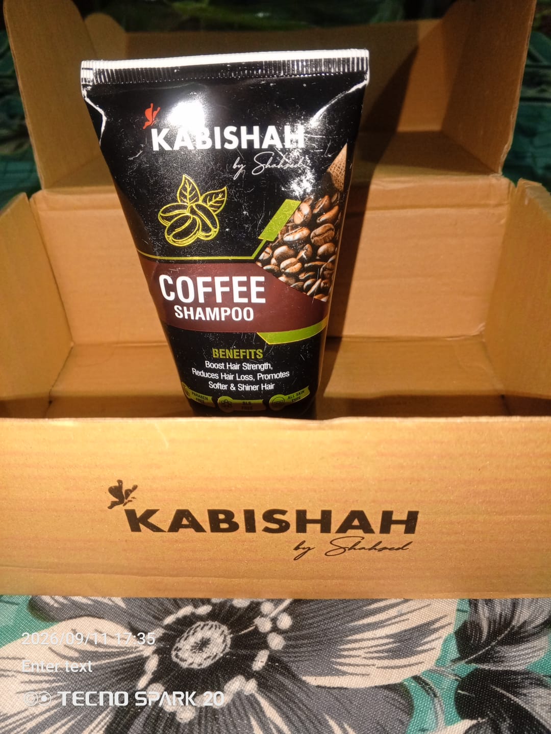 Customer photo review of Coffee Shampoo - Strengthens Strands & Reduces Hair Fall