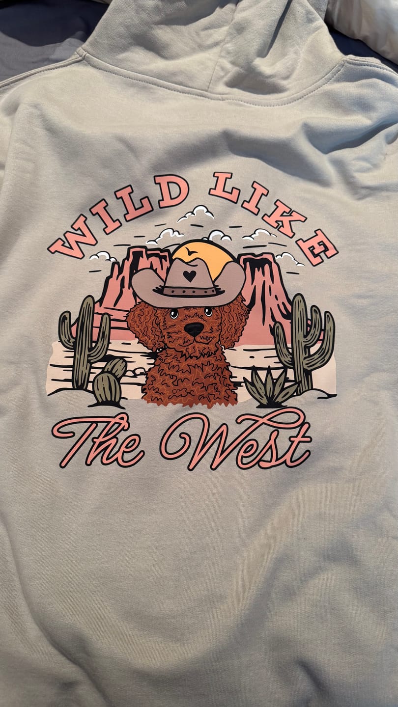 Customer photo review of Wild Like the West Personalised Zip Up Hoodie