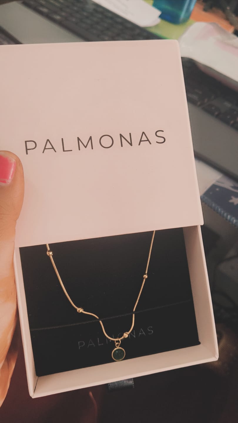 Customer photo review of Emerald Glow Pendant Necklace