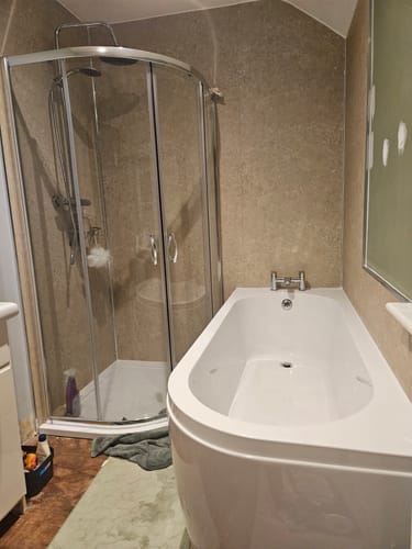 Customer photo review of J - Shaped Corner Bath & Panel - 1700 x 750mm Left Hand