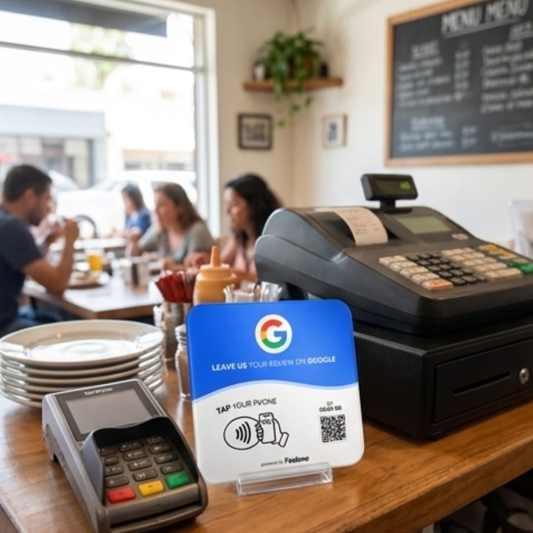 Customer photo review of Feelovo™ Placa Reseñas de Google