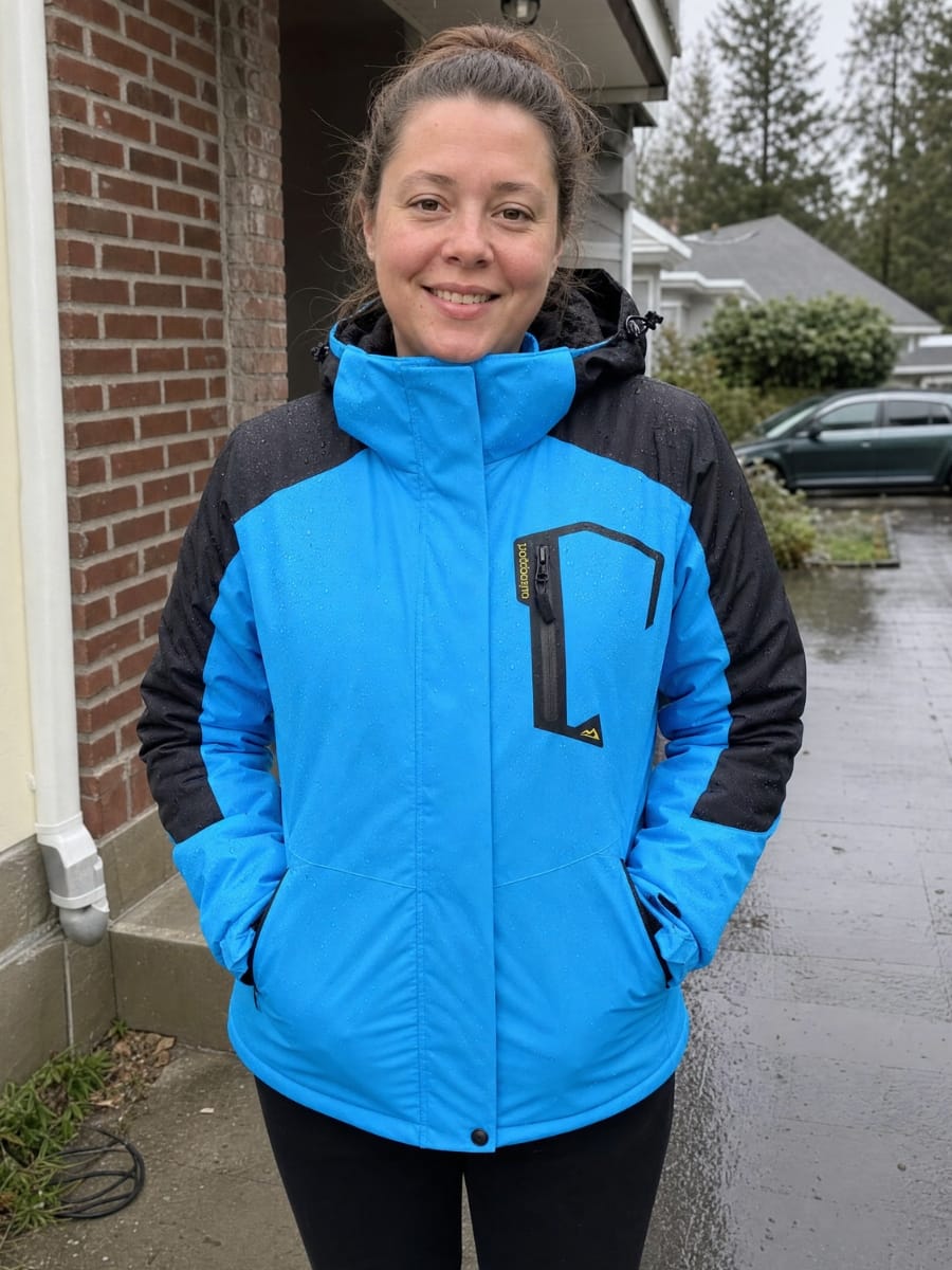 Customer photo review of Warme Outdoor Winterjacke Damen – wind- & wasserdicht