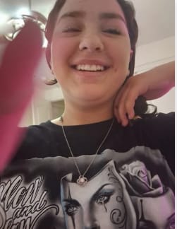 Customer photo review of To My Bonus Daughter | I Will Always Love You | Love Knot Necklace
