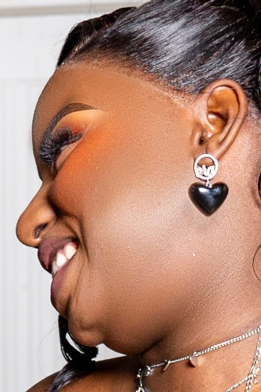 Customer photo review of Black Era Adore Silver Earrings