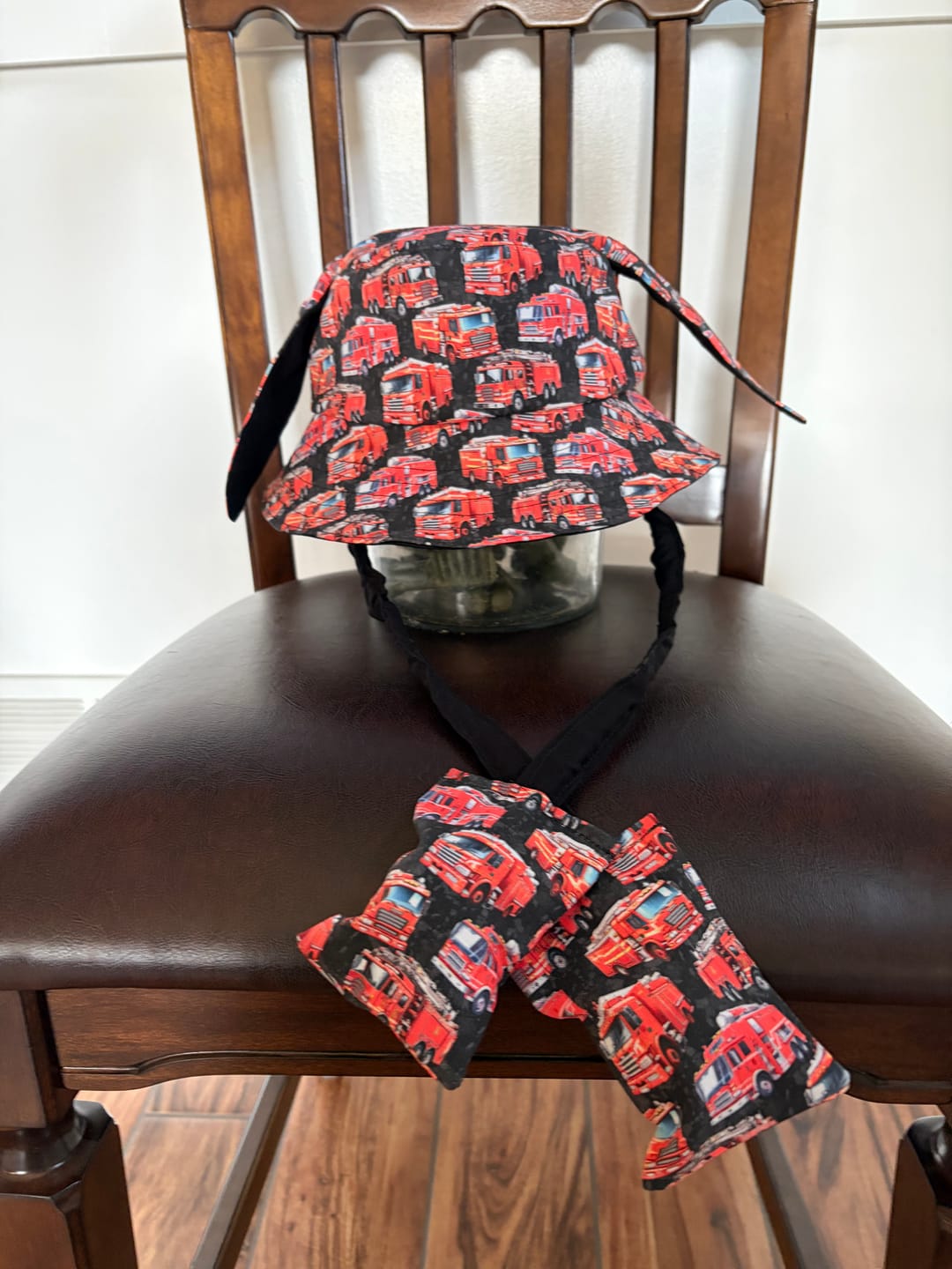 Customer photo review of Red Fire Truck Fabric - Black