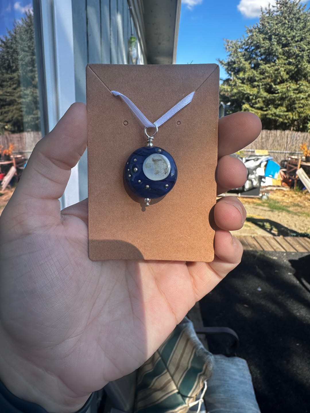 Customer photo review of Moonlit Night Pendant with Cremation Ash
