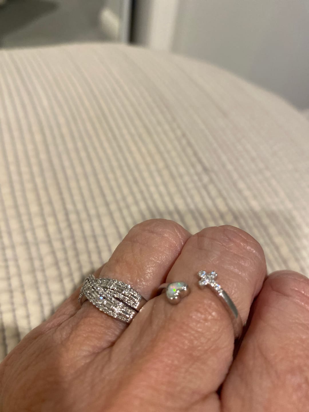Customer photo review of "FAITH LOVE HOPE" Adjustable Ring in Opal & 925 Sterling Silver