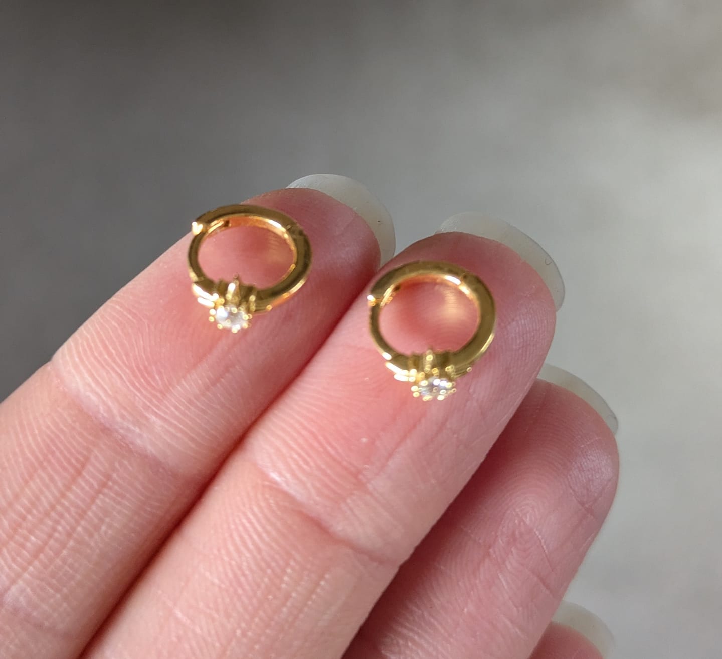 Customer photo review of 18ct Gold Vermeil  Small Huggie North Star Earrings