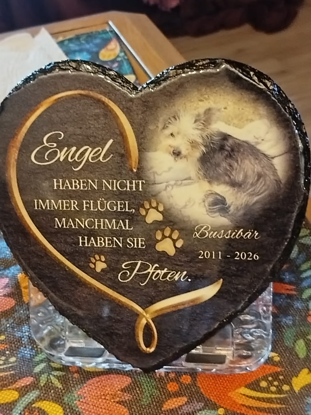 Customer photo review of Personalisiertes Schieferherz - Engel haben Pfoten