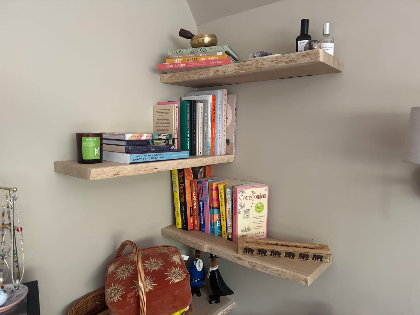 Customer photo review of Classic Live Edge Oak Floating Shelves - 30mm