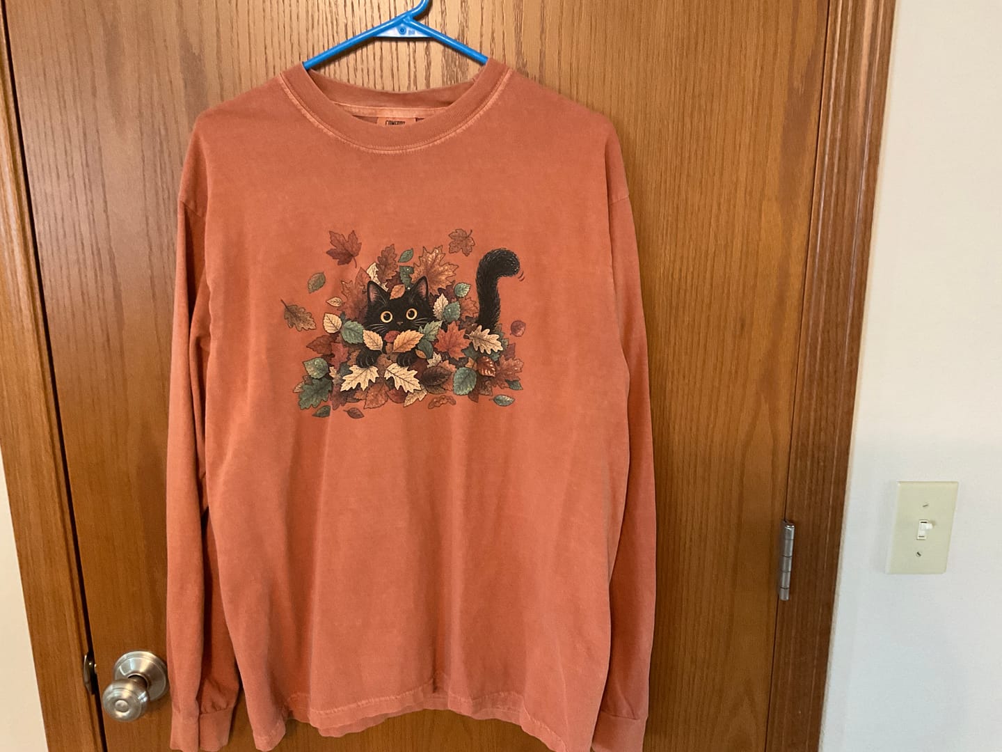 Customer photo review of Leaf Peeper Black Cat LS T-Shirt
