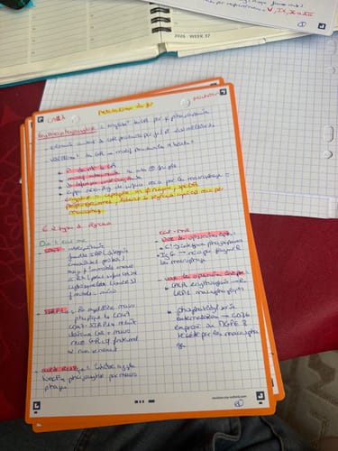 Customer's Oxford COLOR SYSTEM notebook with orange spiral and handwritten biology notes on squared paper.