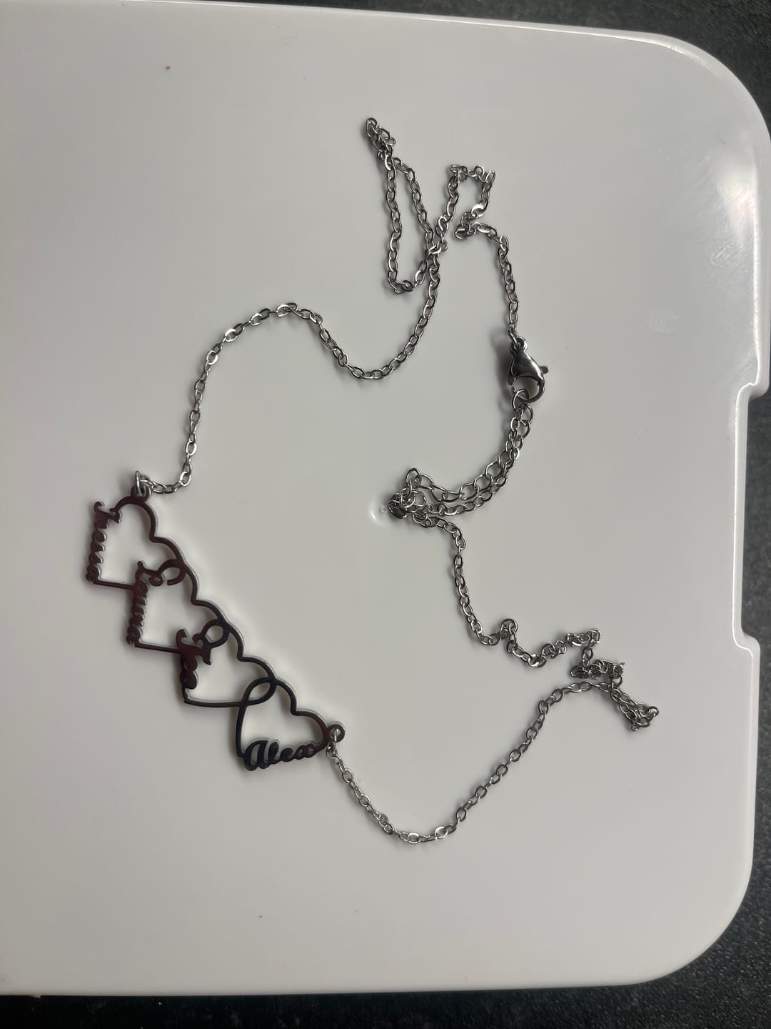 Customer photo review of Custom Heart Name Necklace