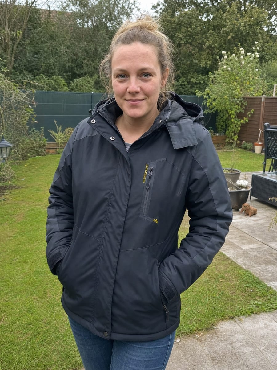 Customer photo review of Warme Outdoor Winterjacke Damen – wind- & wasserdicht