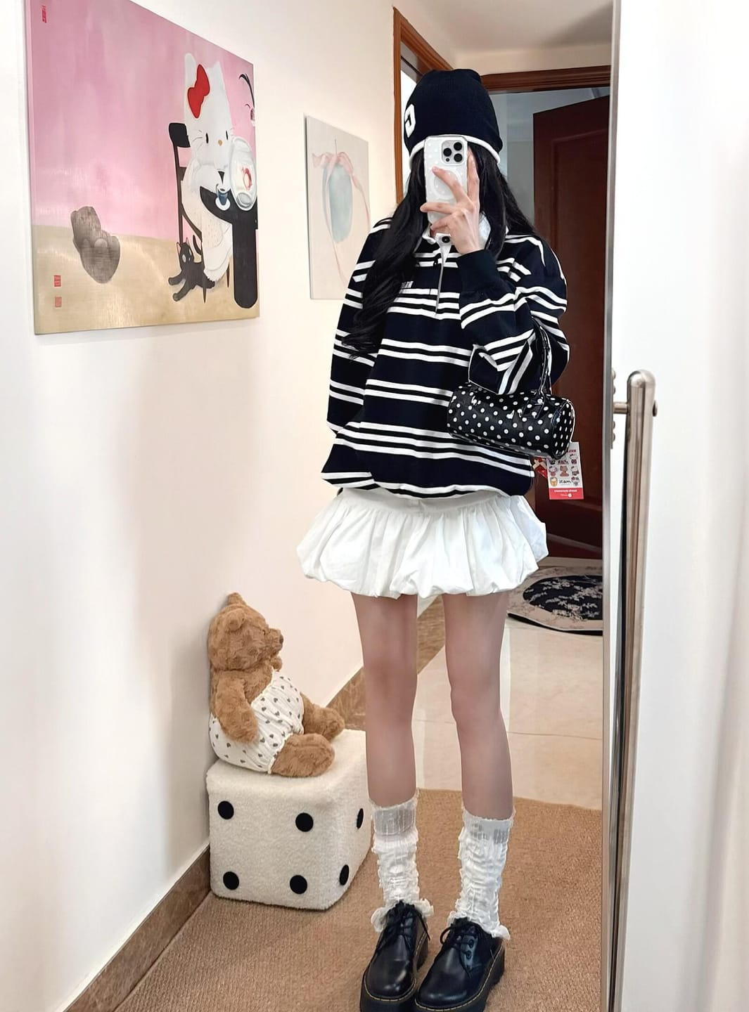 Customer photo review of WARDEN EDGE Black Striped Polo Knit T-Shirt